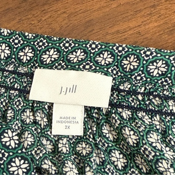 J. Jill 2X Green Boho Print Button Front Long Sleeve Tunic Top Plus Size - Picture 6 of 9